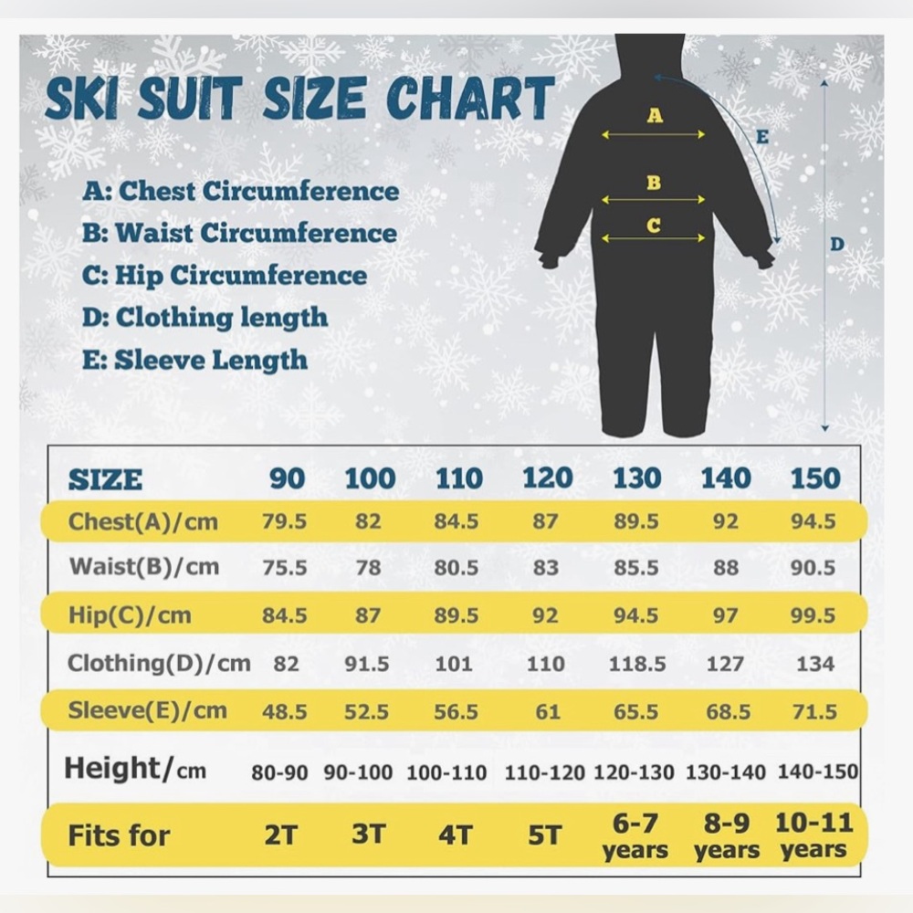 MCTi Kids Snow Suit One Piece Waterproof Ski Snowboard Jumpsuits Overalls Sz 5 T - Picture 11 of 17